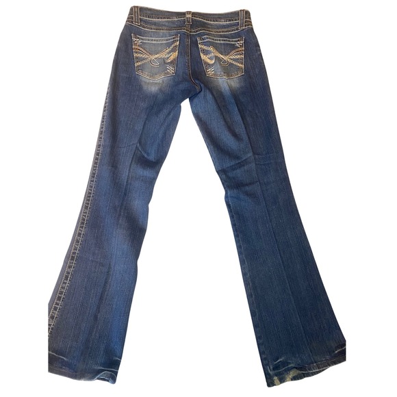 Cruel Girl Denim - Cruel Marla Relaxed Jeans Women's 11L Blue Bootcut Medium Wash‎ Embroidered Y2K